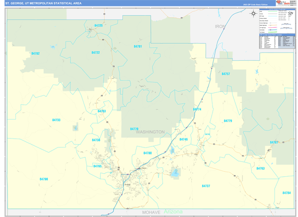 St. George Metro Area Wall Map Basic Style